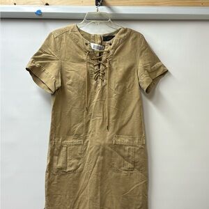 J. Crew Tan Linen blend Lace-Up Midi Dress Sz 8